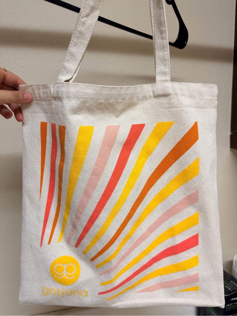 Gorjana Cream Tote with Yellow, Coral, Blush & Orange Sunburst